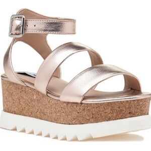 leather rose gold Kristin Steve Madden sandals